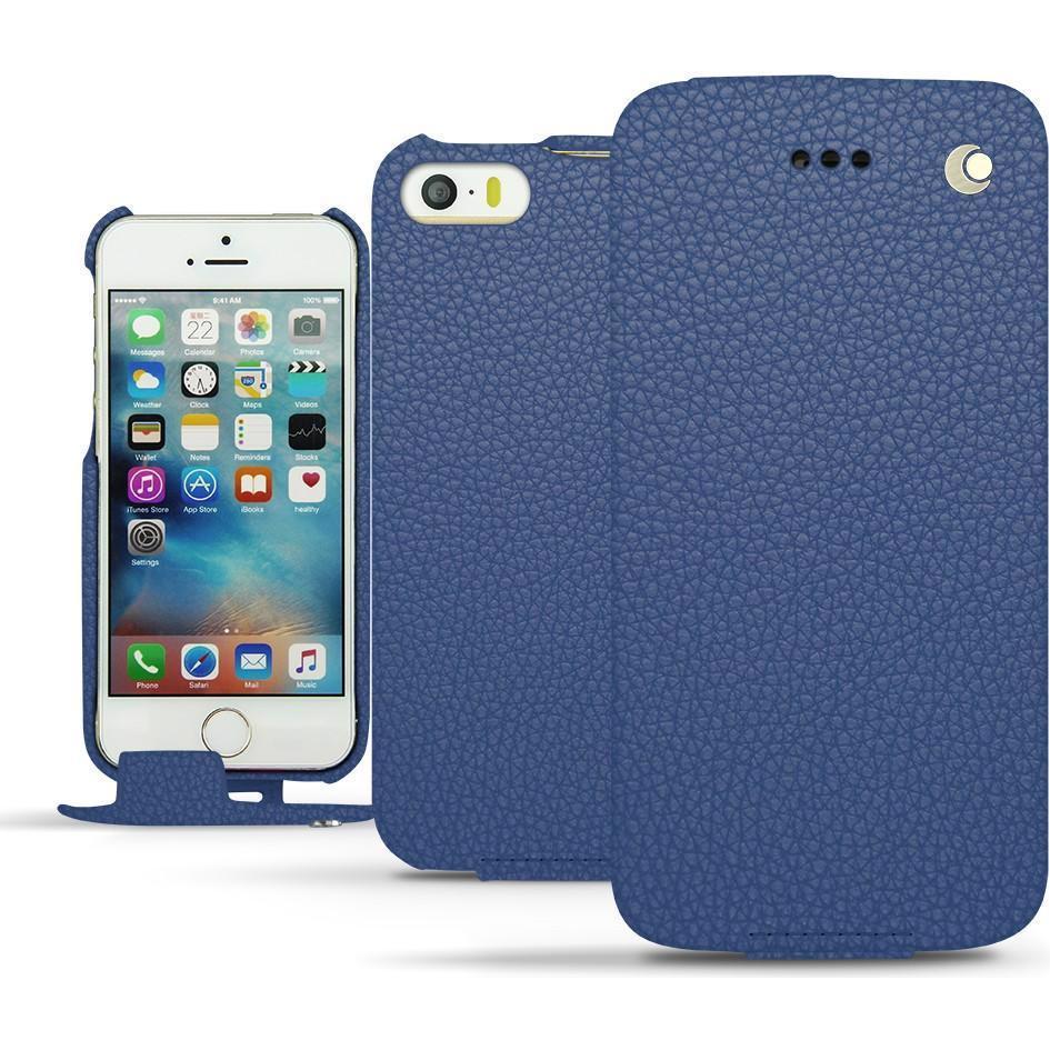 Noreve Lederschutzhülle vertikal (Apple iPhone SE), Smartphone Hülle, Blau