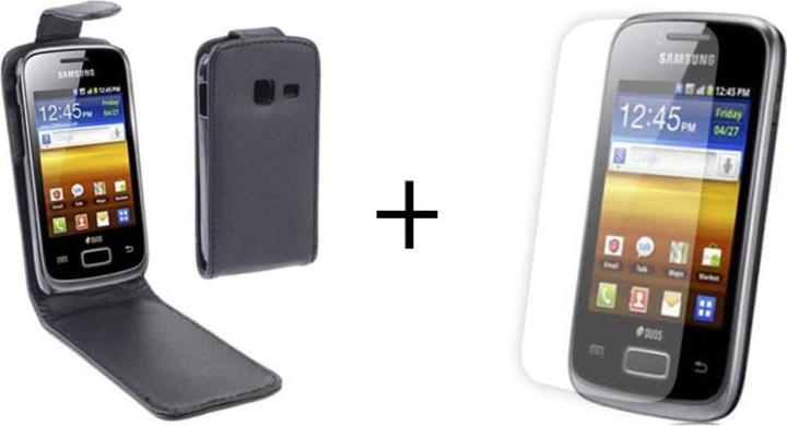 Produktbild König Design Schutzhülle Flip Tasche Samsung Galaxy Y Duos S6102 + Folie (Samsung Galaxy Y DuoS S6102)