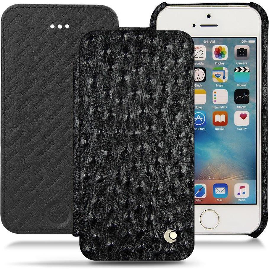 Noreve Lederschutzhülle horizontal (Apple iPhone SE), Smartphone Hülle, Schwarz