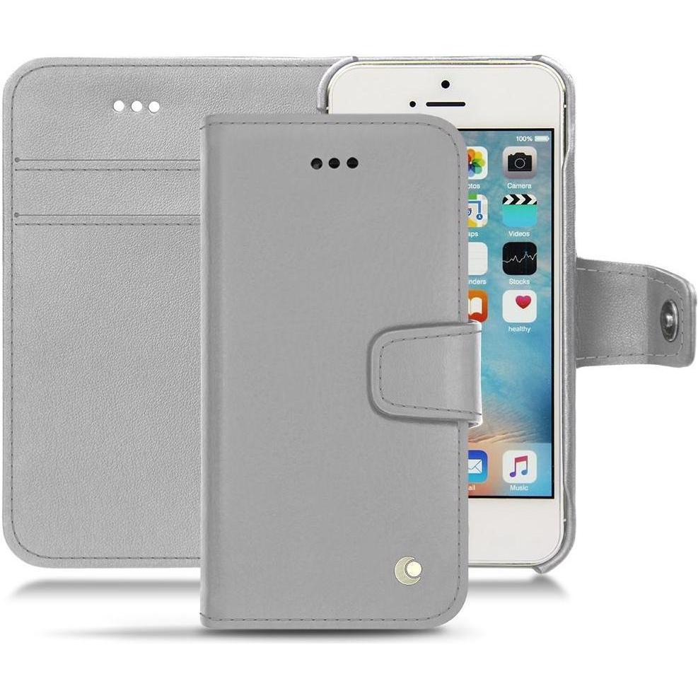 Noreve Lederschutzhülle Wallet (Apple iPhone SE), Smartphone Hülle, Grau