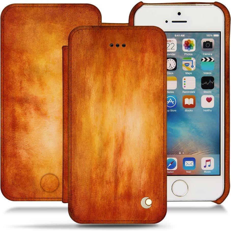 Noreve Lederschutzhülle horizontal (Apple iPhone SE), Smartphone Hülle, Orange