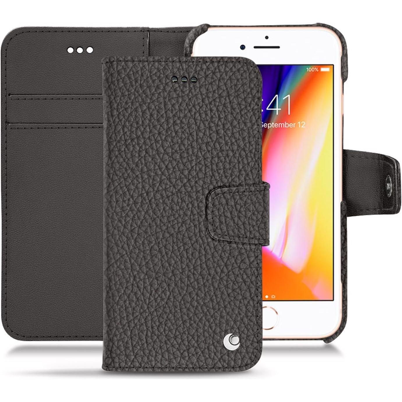 Noreve Lederschutzhülle Wallet (Apple iPhone 8), Smartphone Hülle, Grau