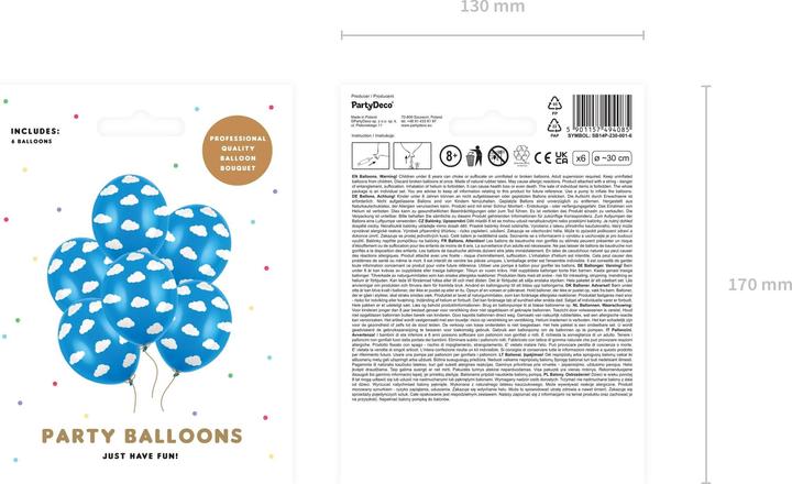 Produktbild Partydeco Luftballons Wolken Blau/Weiss Ø 30 cm, 6 Stück (6 x)