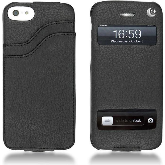 Noreve Lederschutzhülle vertikal (Apple iPhone 5), Smartphone Hülle, Schwarz