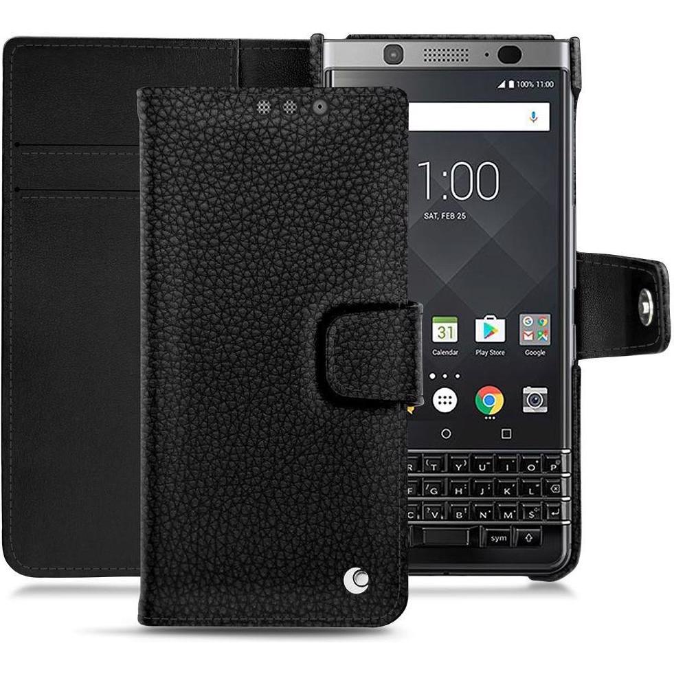 Noreve Lederschutzhülle Wallet (Blackberry KEYone), Smartphone Hülle, Schwarz