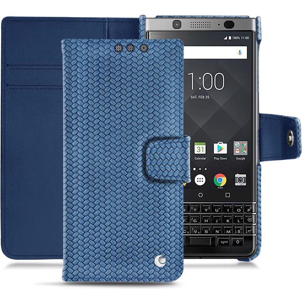 Noreve Lederschutzhülle Wallet (Blackberry KEYone), Smartphone Hülle, Blau
