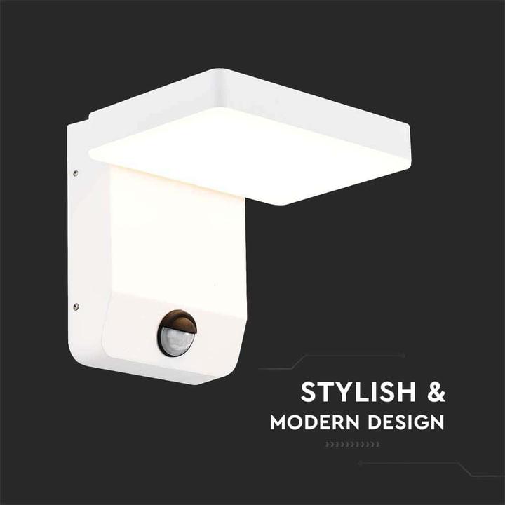 Produktbild V-TAC VT11020150W 20W LED Wandleuchte Sensor Weisser Körper Quadratisch 4000K IP65 (2520 lm, IP65)