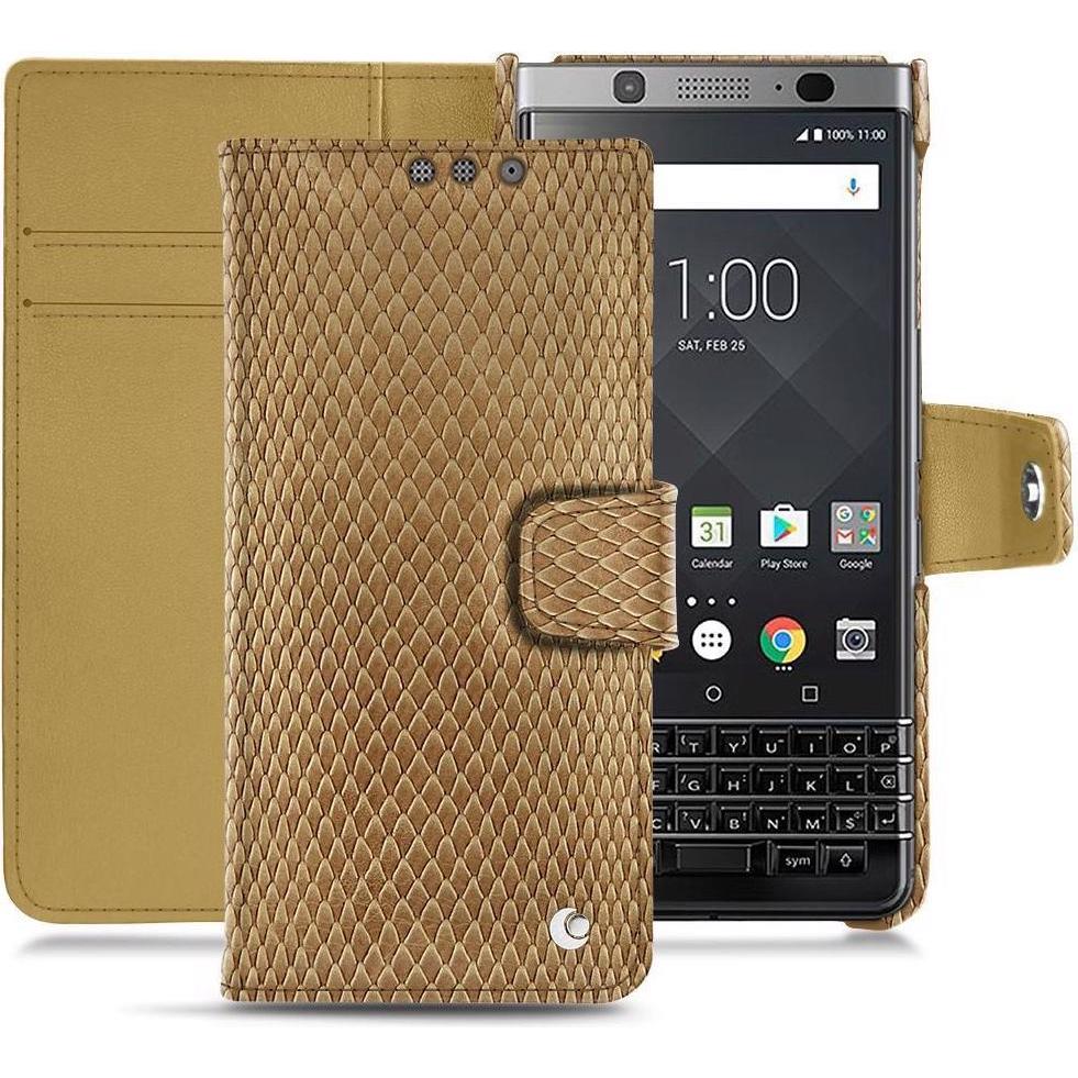 Thumbnail - Noreve Lederschutzhülle Wallet (Blackberry KEYone), Smartphone Hülle, Beige
