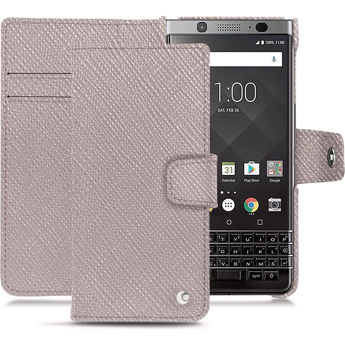 Noreve Lederschutzhülle Wallet (Blackberry KEYone), Smartphone Hülle, Beige