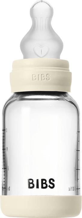 Productafbeelding Bibs - Glass Baby Bottle Round Silicone 1 pack 120 ml Slow Flow - Ivory - 120 ml (120 ml)