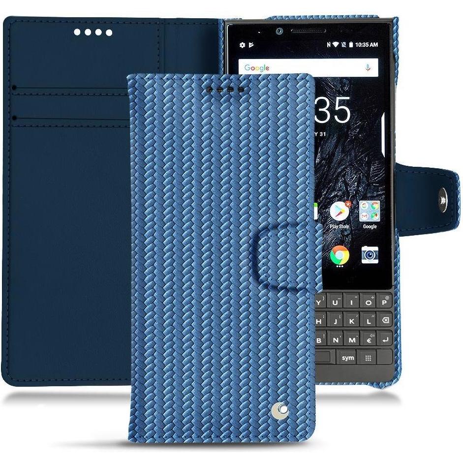 Noreve Lederschutzhülle Wallet (Blackberry KEY2), Smartphone Hülle, Blau