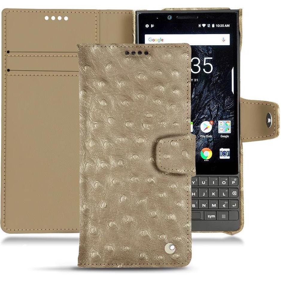 Noreve Lederschutzhülle Wallet (Blackberry KEY2), Smartphone Hülle, Beige