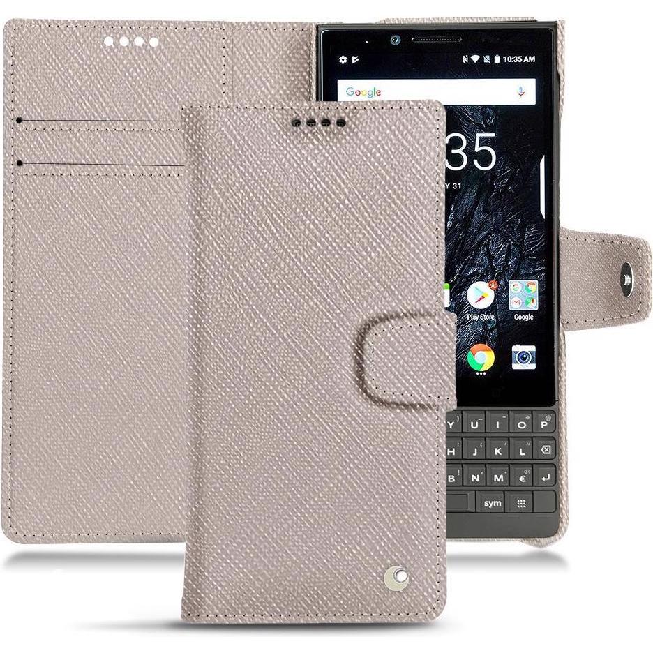 Noreve Lederschutzhülle Wallet (Blackberry KEY2), Smartphone Hülle, Beige