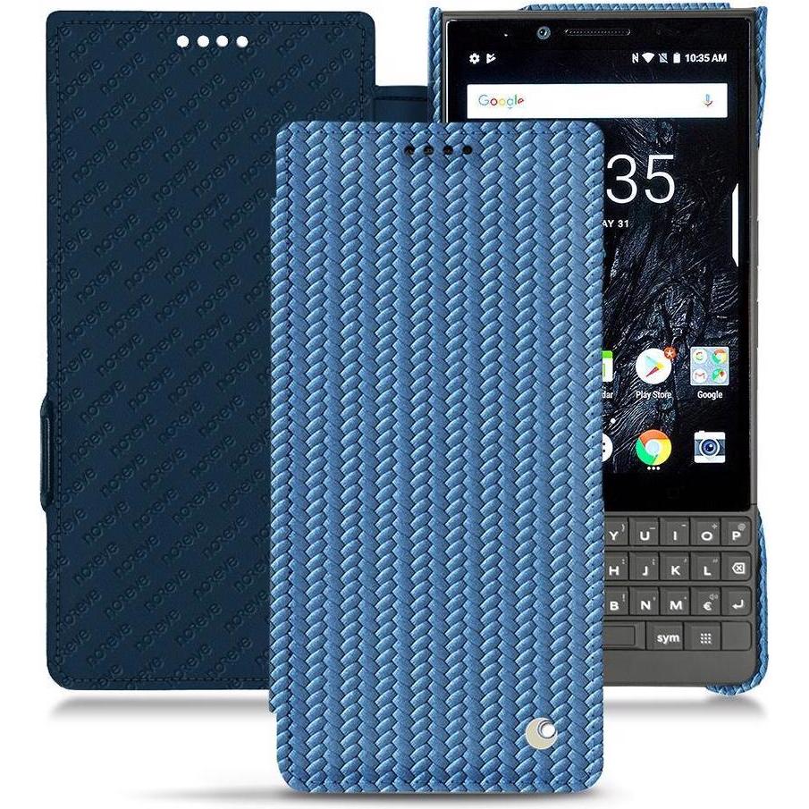 Noreve Lederschutzhülle horizontal (Blackberry KEY2), Smartphone Hülle, Blau