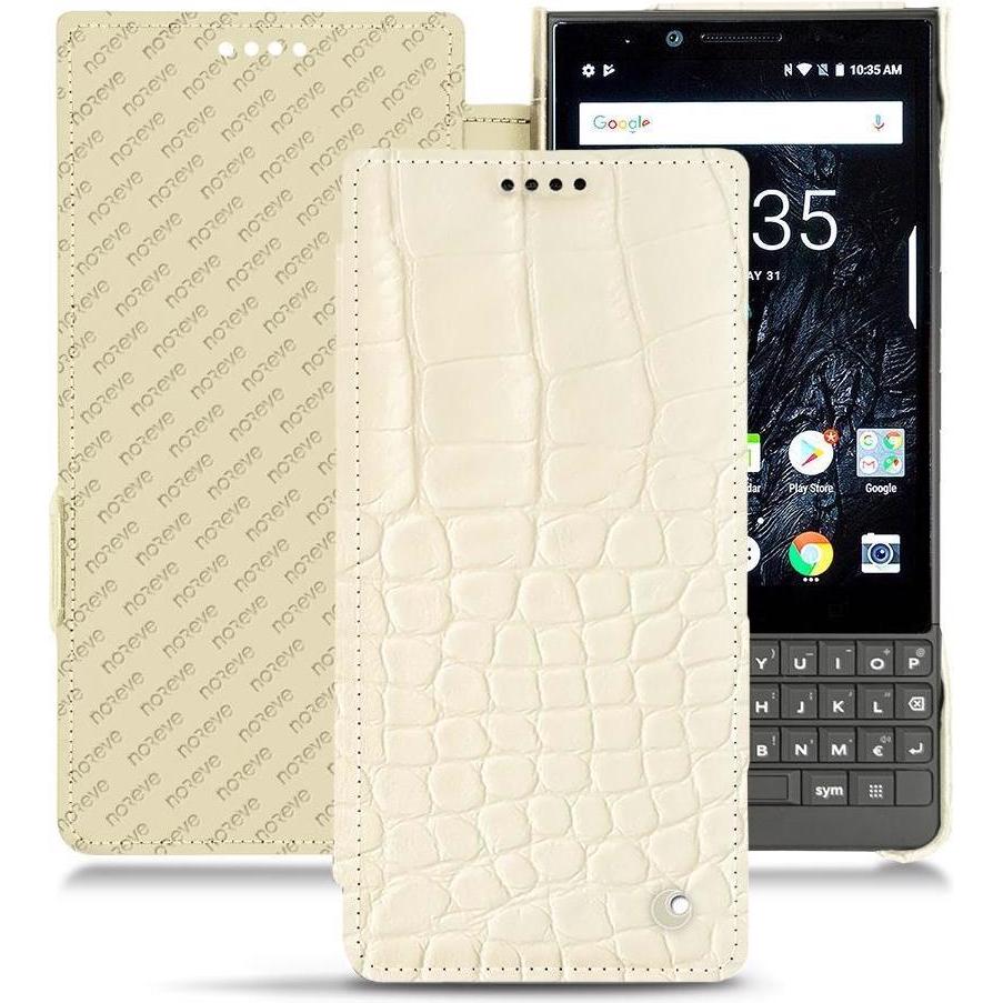 Thumbnail - Noreve Lederschutzhülle horizontal (Blackberry KEY2), Smartphone Hülle, Weiss