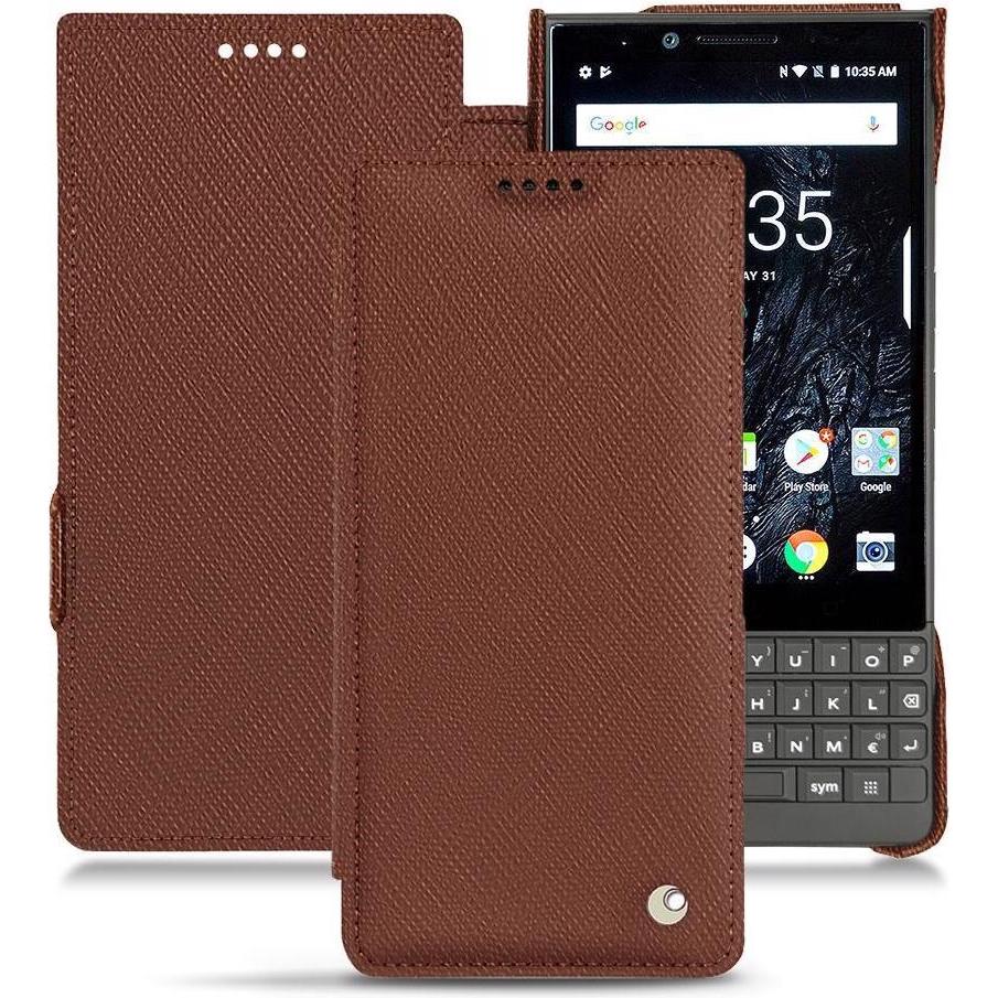 Noreve Lederschutzhülle horizontal (Blackberry KEY2), Smartphone Hülle, Braun