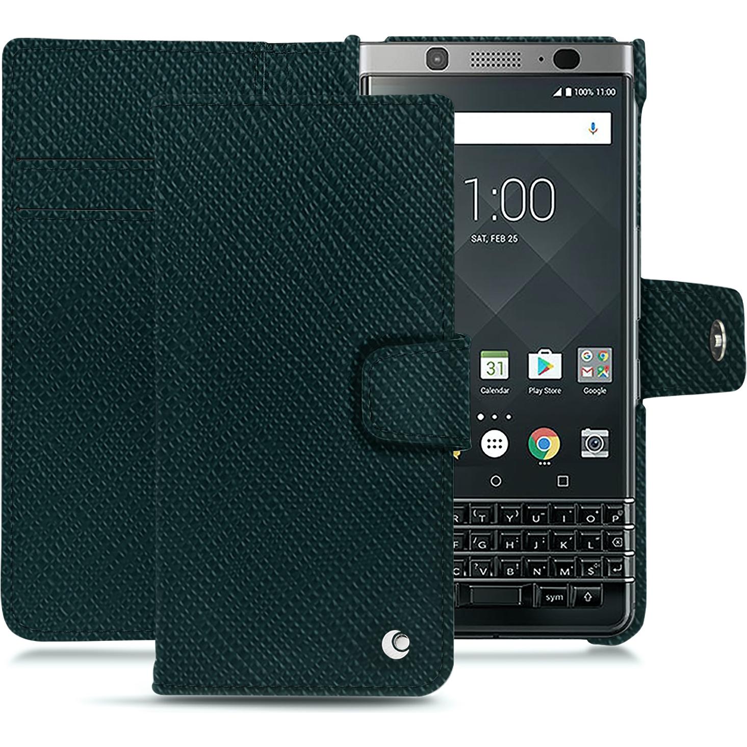 Noreve Lederschutzhülle Wallet (Blackberry KEYone), Smartphone Hülle, Grün