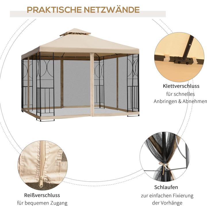 Image du produit Outsunny Pavillon métallique avec moustiquaire (300 cm, 298 cm)