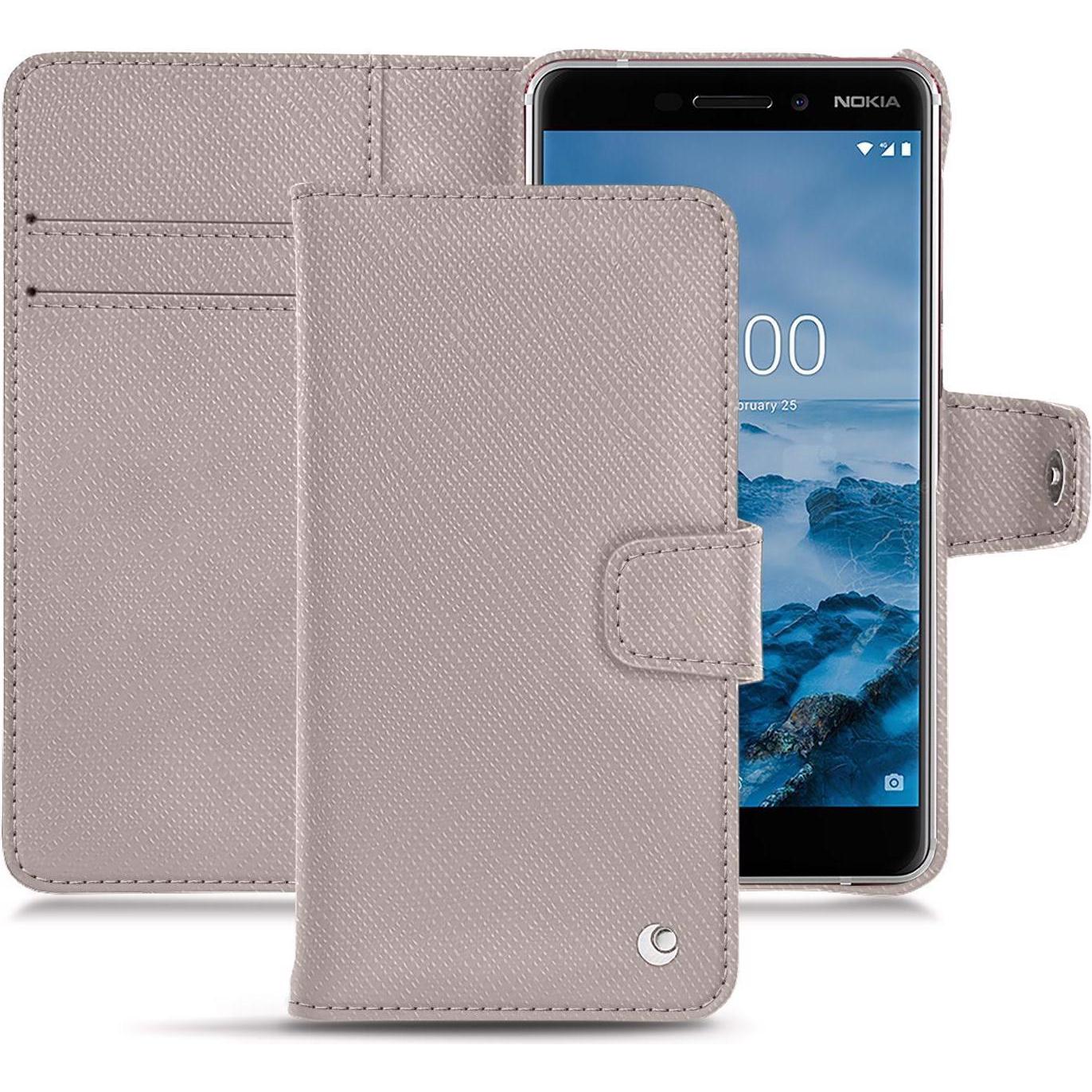 Noreve Lederschutzhülle Wallet (Nokia 6 (2018)), Smartphone Hülle, Beige