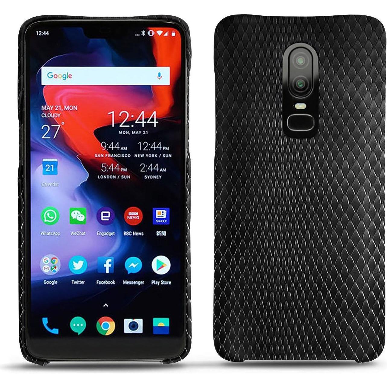 Noreve Lederschutzhülle (OnePlus 6), Smartphone Hülle, Schwarz