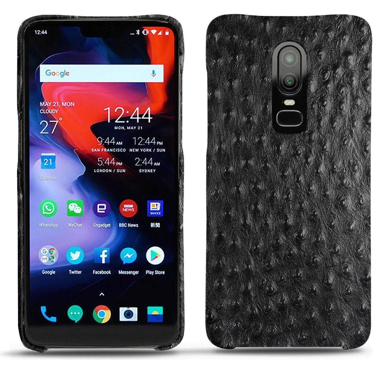 Noreve Lederschutzhülle (OnePlus 6), Smartphone Hülle, Schwarz