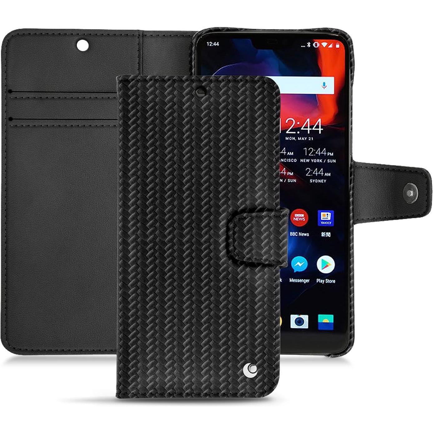 Noreve Lederschutzhülle Wallet (OnePlus 6), Smartphone Hülle, Schwarz
