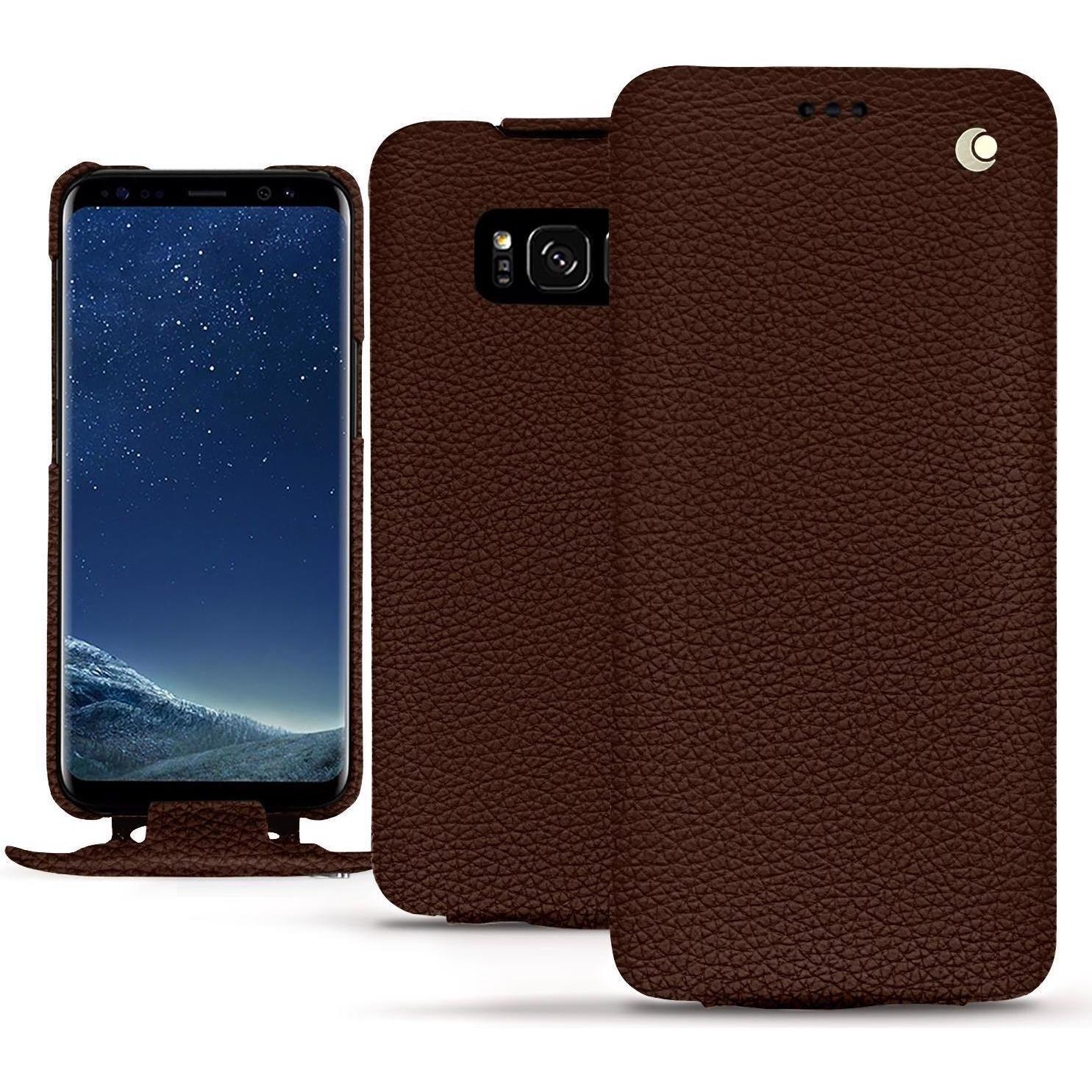 Noreve Lederschutzhülle vertikal (Samsung Galaxy S8+), Smartphone Hülle, Braun