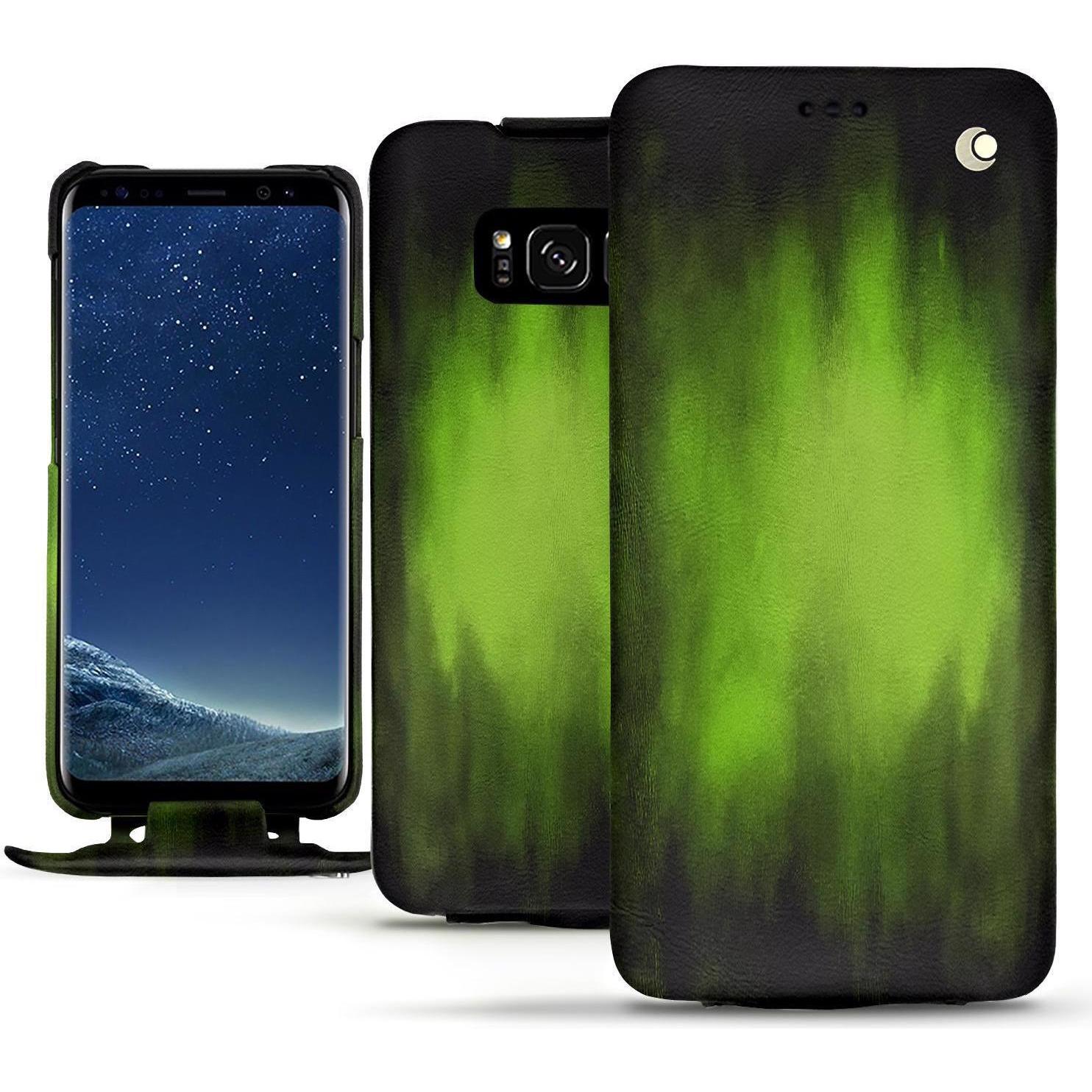 Noreve Lederschutzhülle vertikal (Samsung Galaxy S8+), Smartphone Hülle, Grün