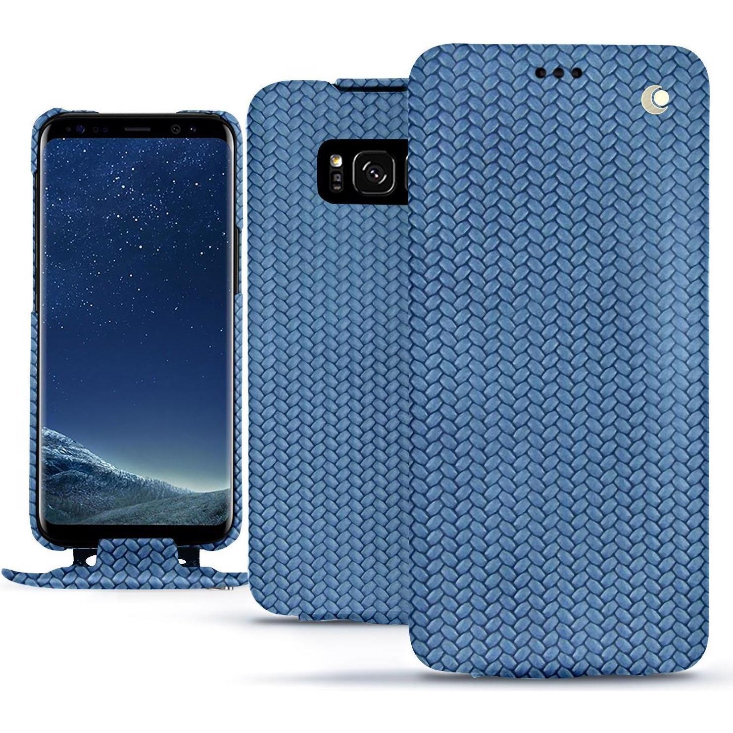 Noreve Lederschutzhülle vertikal (Samsung Galaxy S8+), Smartphone Hülle, Blau