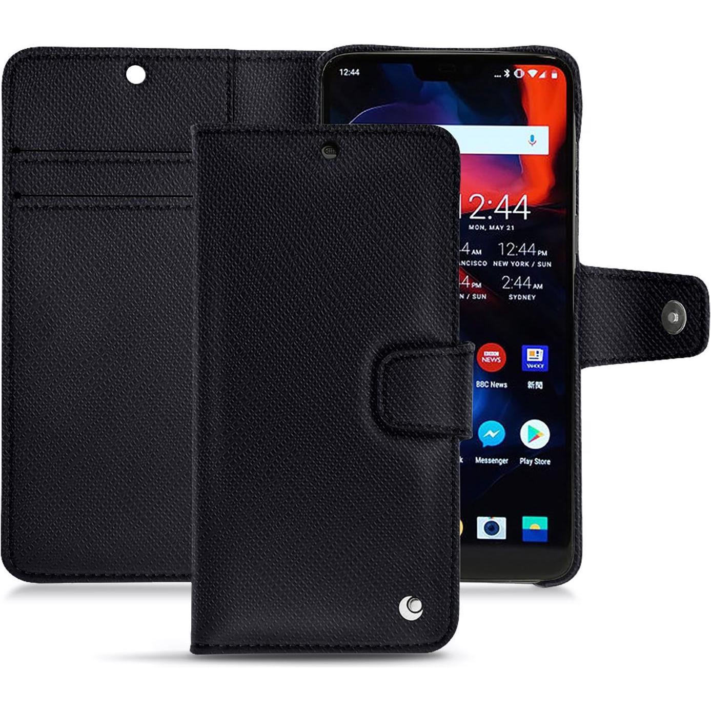 Noreve Lederschutzhülle Wallet (OnePlus 6), Smartphone Hülle, Schwarz