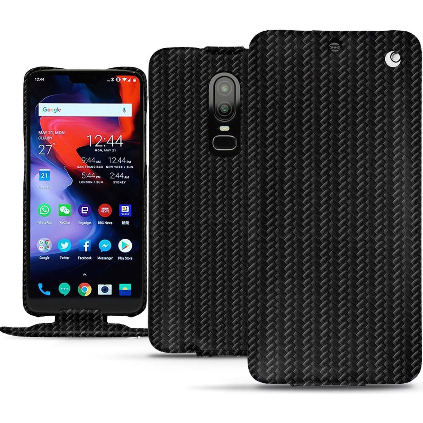Noreve Lederschutzhülle vertikal (OnePlus 6), Smartphone Hülle, Schwarz