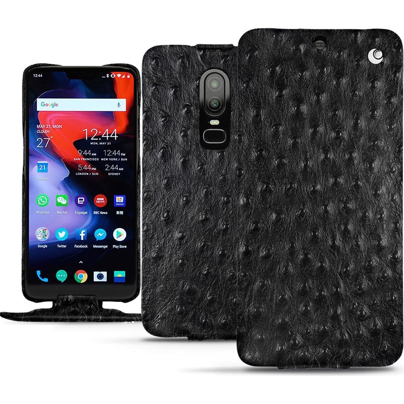 Noreve Lederschutzhülle vertikal (OnePlus 6), Smartphone Hülle, Schwarz
