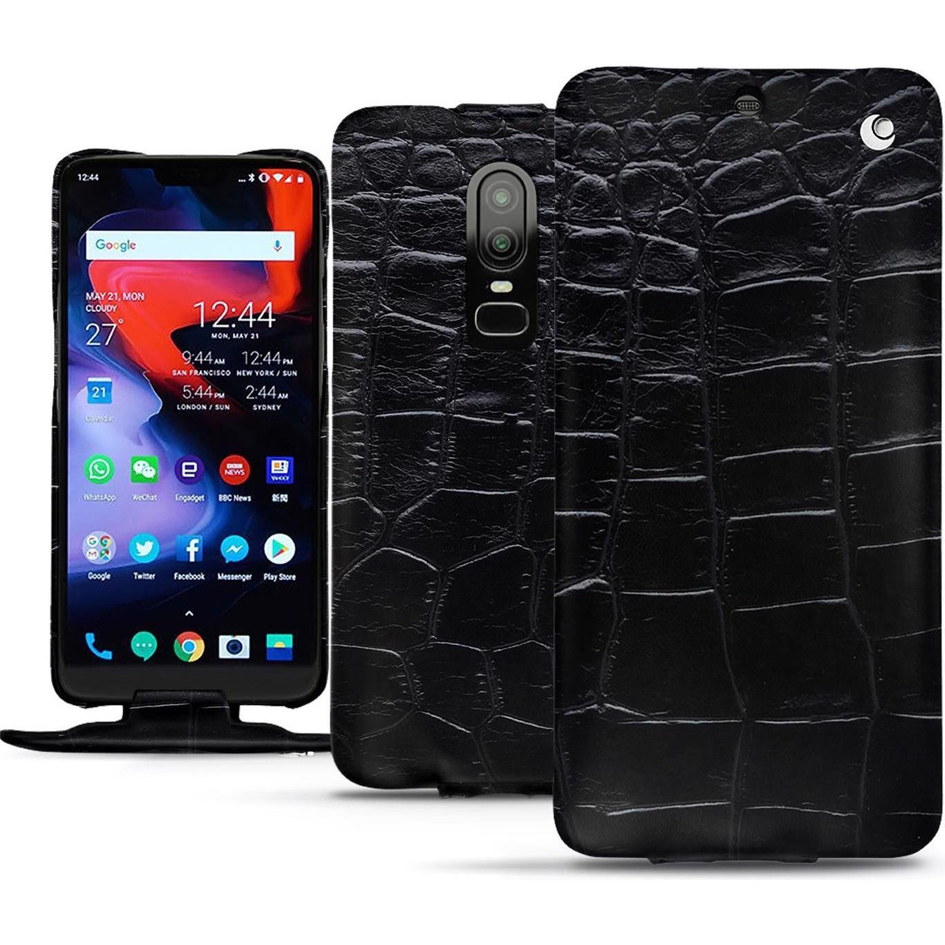 Noreve Lederschutzhülle vertikal (OnePlus 6), Smartphone Hülle, Schwarz