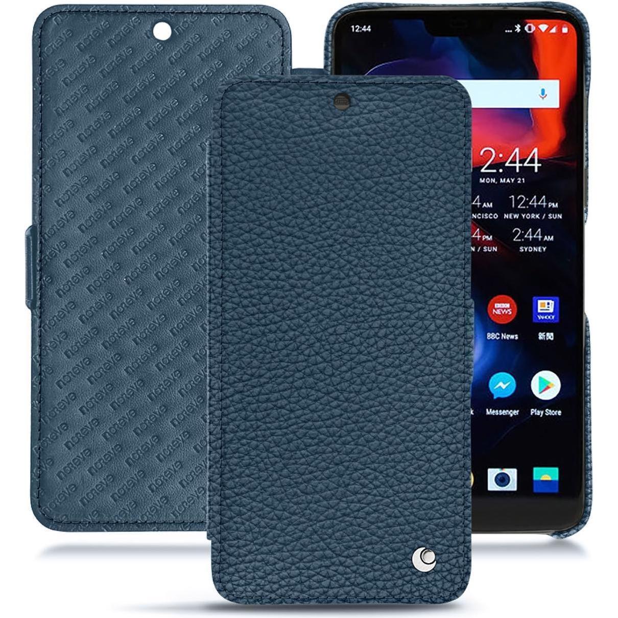 Noreve Lederschutzhülle horizontal (OnePlus 6), Smartphone Hülle, Blau