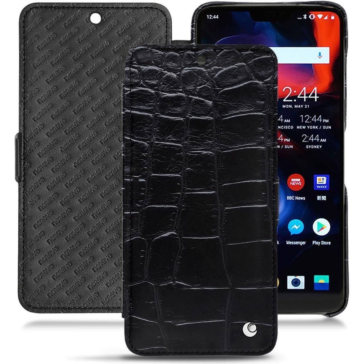 Noreve Lederschutzhülle horizontal (OnePlus 6), Smartphone Hülle, Schwarz