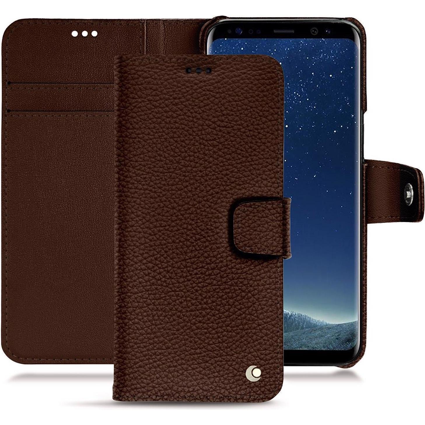 Noreve Lederschutzhülle Wallet (Samsung Galaxy S8+), Smartphone Hülle, Braun