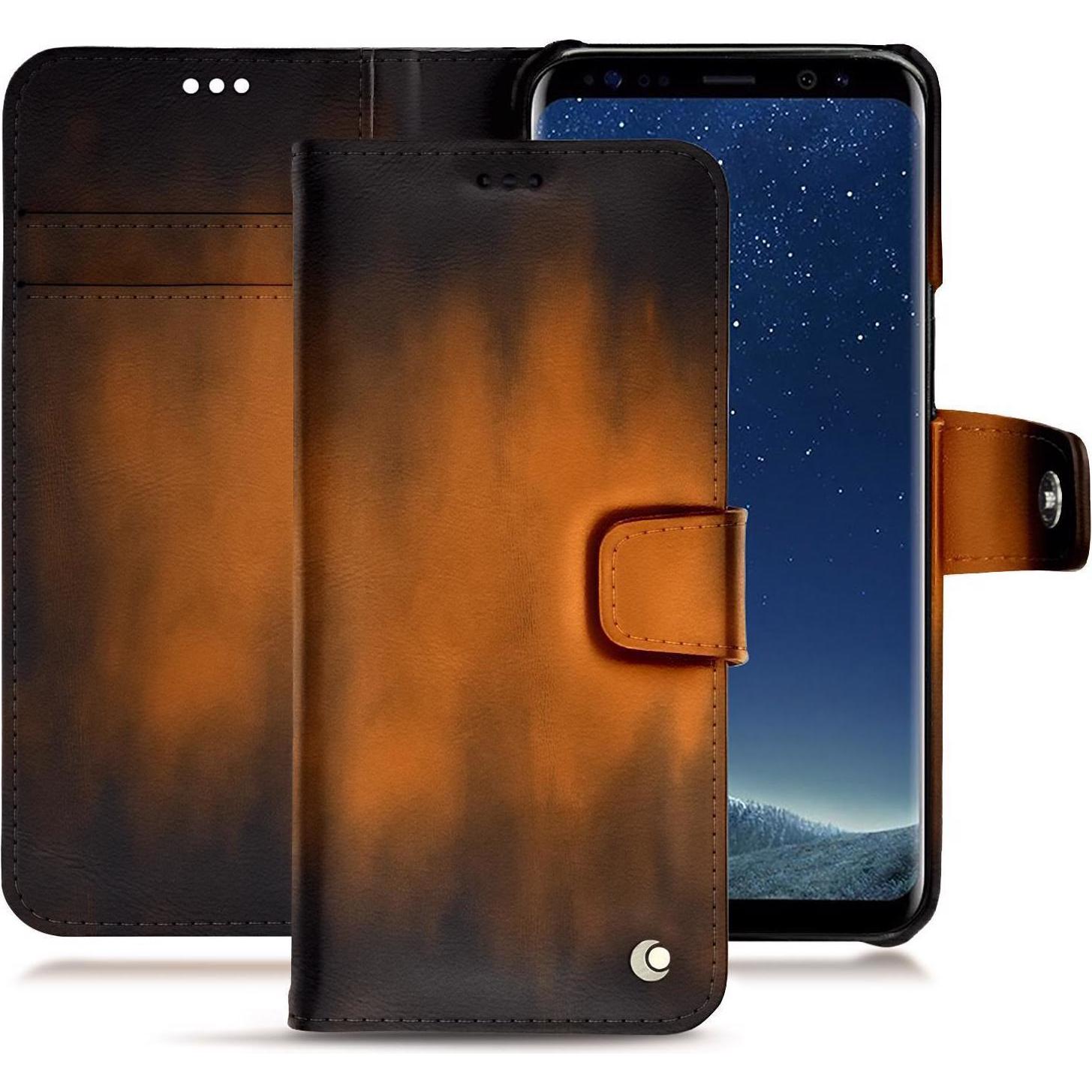 Noreve Lederschutzhülle Wallet (Samsung Galaxy S8+), Smartphone Hülle, Braun
