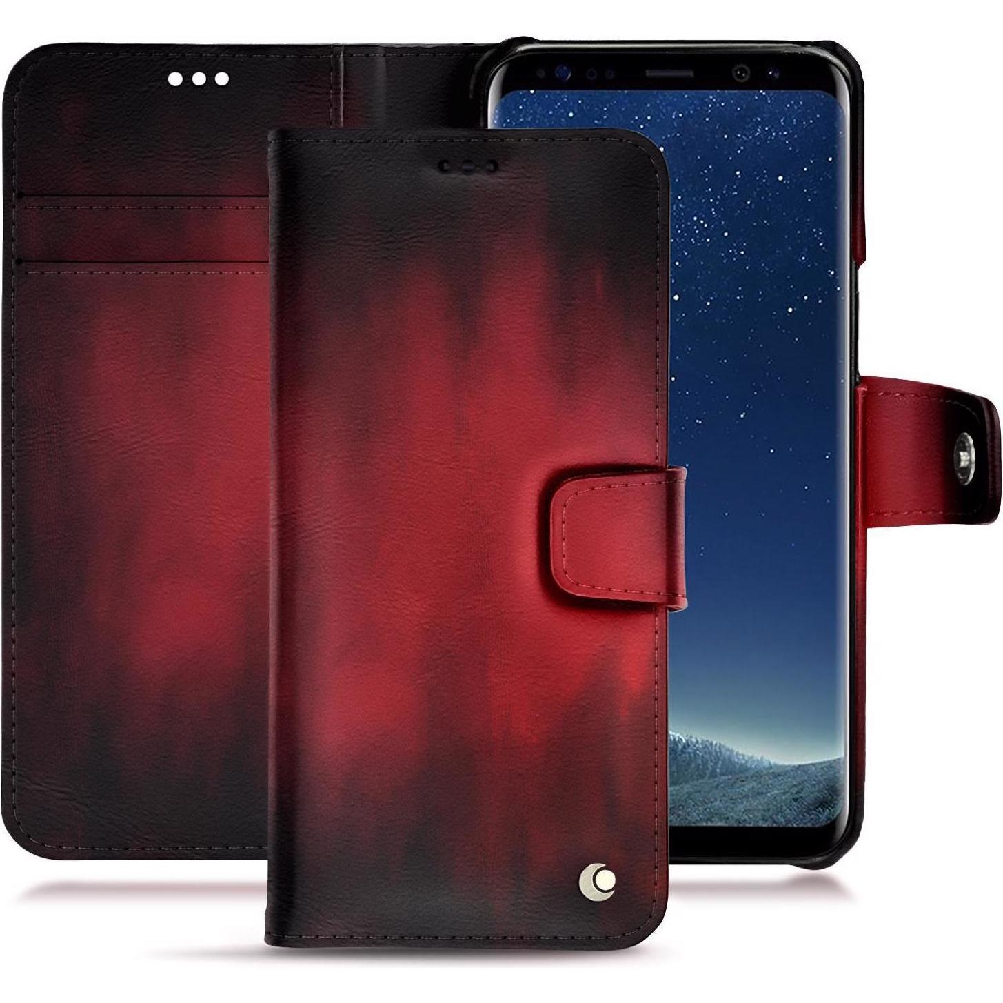 Noreve Lederschutzhülle Wallet (Samsung Galaxy S8+), Smartphone Hülle, Rot