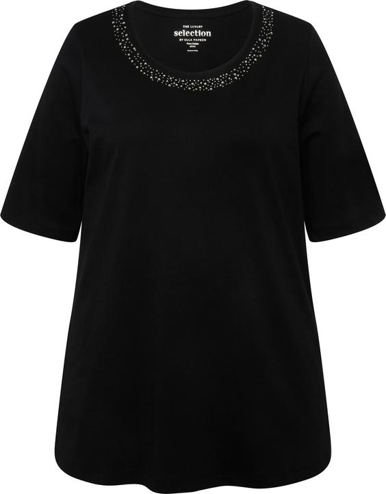 Immagine prodotto Ulla Popken T-shirt dal taglio svasato in cotone Pima con scollo a girocollo e mezze maniche (42, 44)