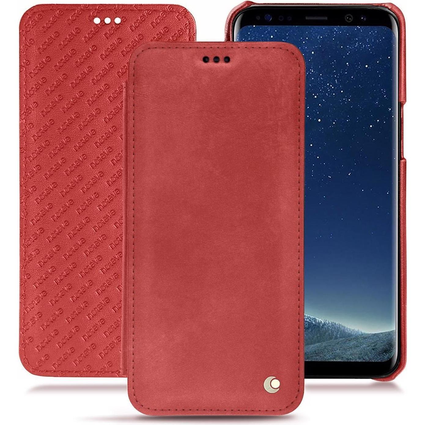 Noreve Lederschutzhülle horizontal (Samsung Galaxy S8+), Smartphone Hülle, Rot