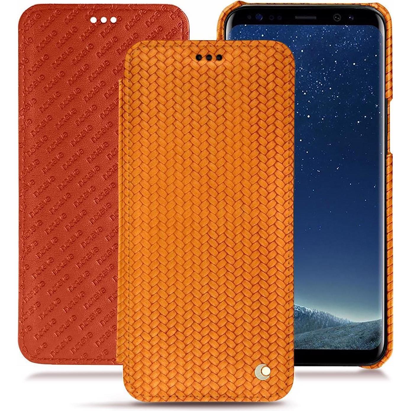 Noreve Lederschutzhülle horizontal (Samsung Galaxy S8+), Smartphone Hülle, Orange