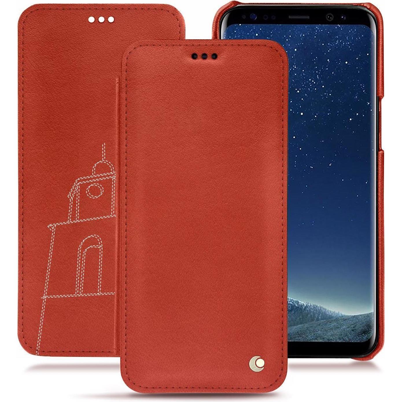 Noreve Lederschutzhülle horizontal (Samsung Galaxy S8+), Smartphone Hülle, Orange