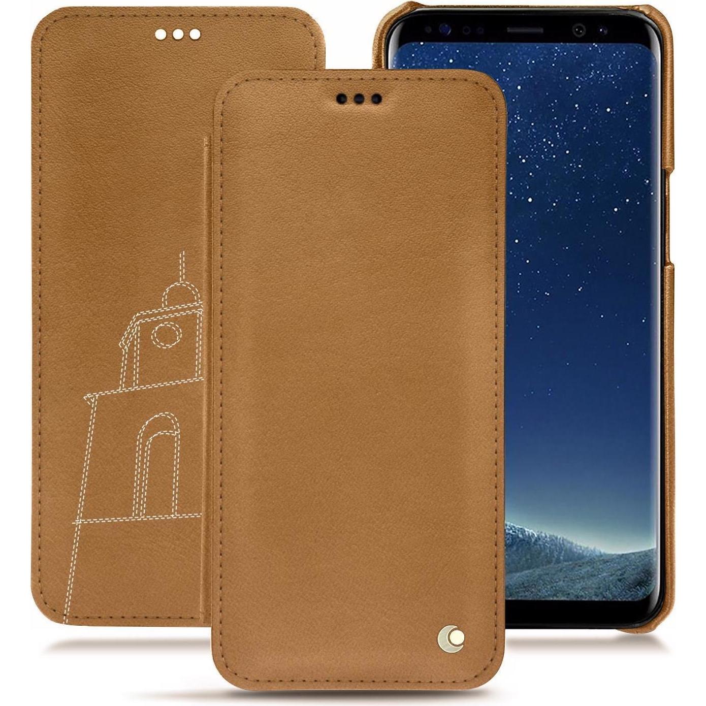 Noreve Lederschutzhülle horizontal (Samsung Galaxy S8+), Smartphone Hülle, Braun