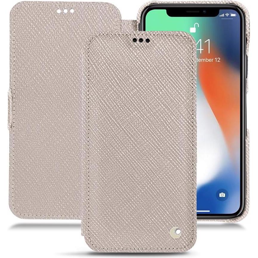 Noreve Lederschutzhülle horizontal (Apple iPhone XR), Smartphone Hülle, Beige