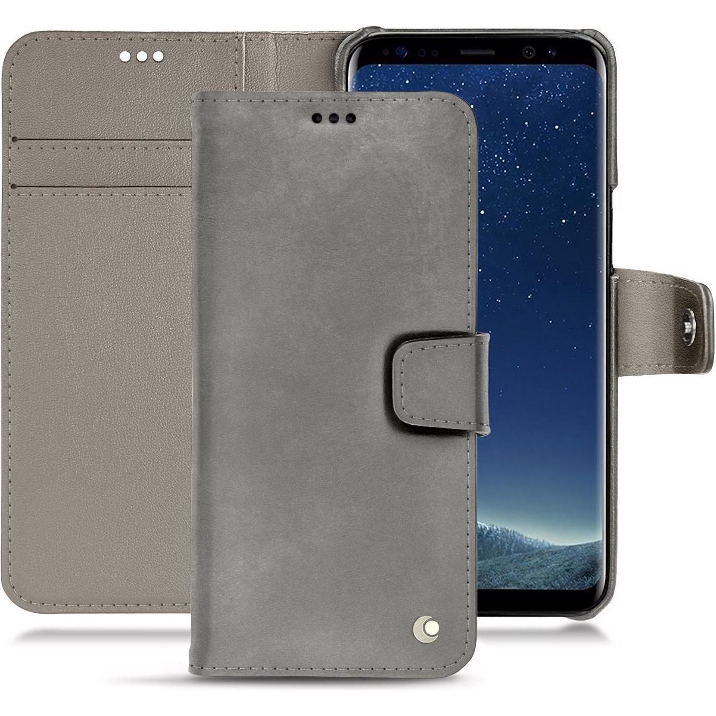 Noreve Lederschutzhülle Wallet (Samsung Galaxy S8), Smartphone Hülle, Grau