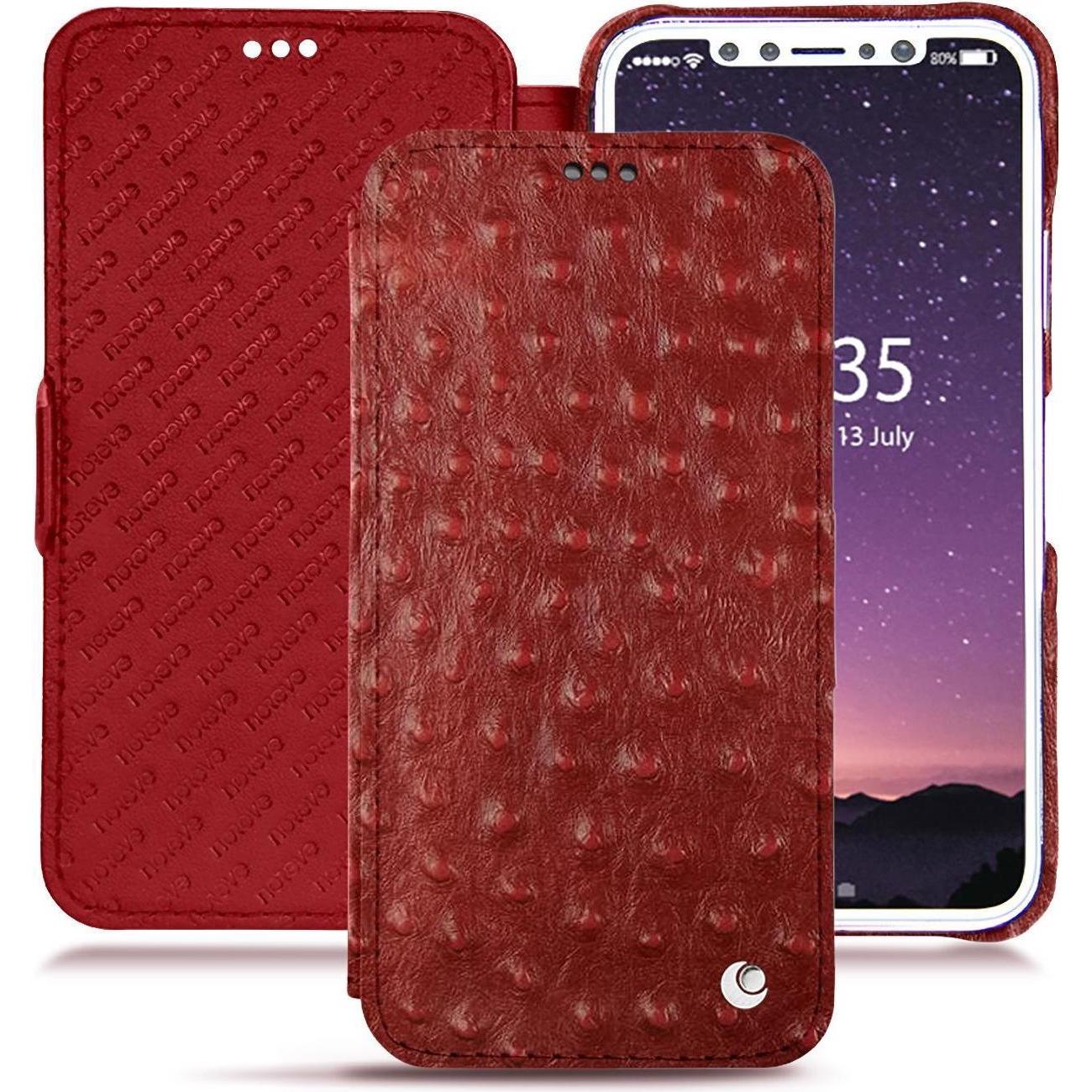 Noreve Lederschutzhülle horizontal (Apple iPhone XS), Smartphone Hülle, Rot
