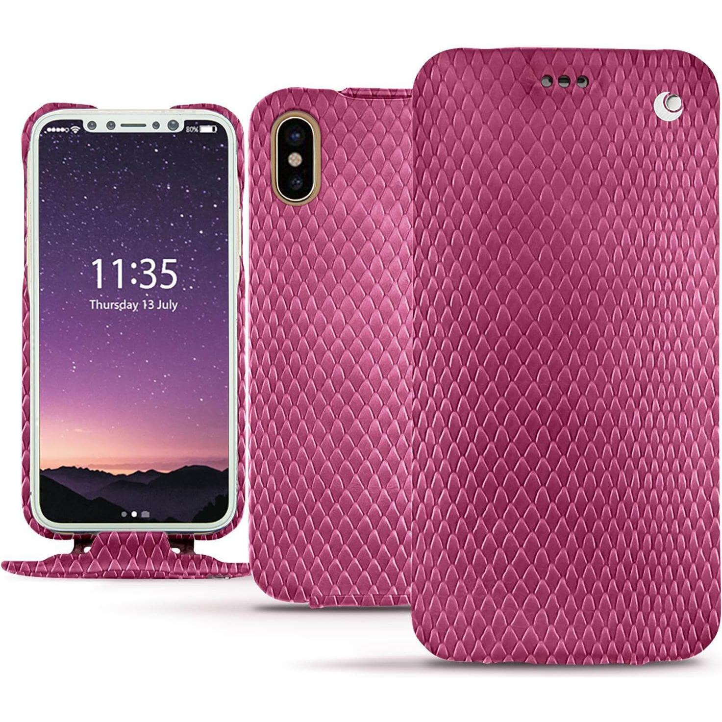 Noreve Lederschutzhülle vertikal (Apple iPhone XS), Smartphone Hülle, Rosa