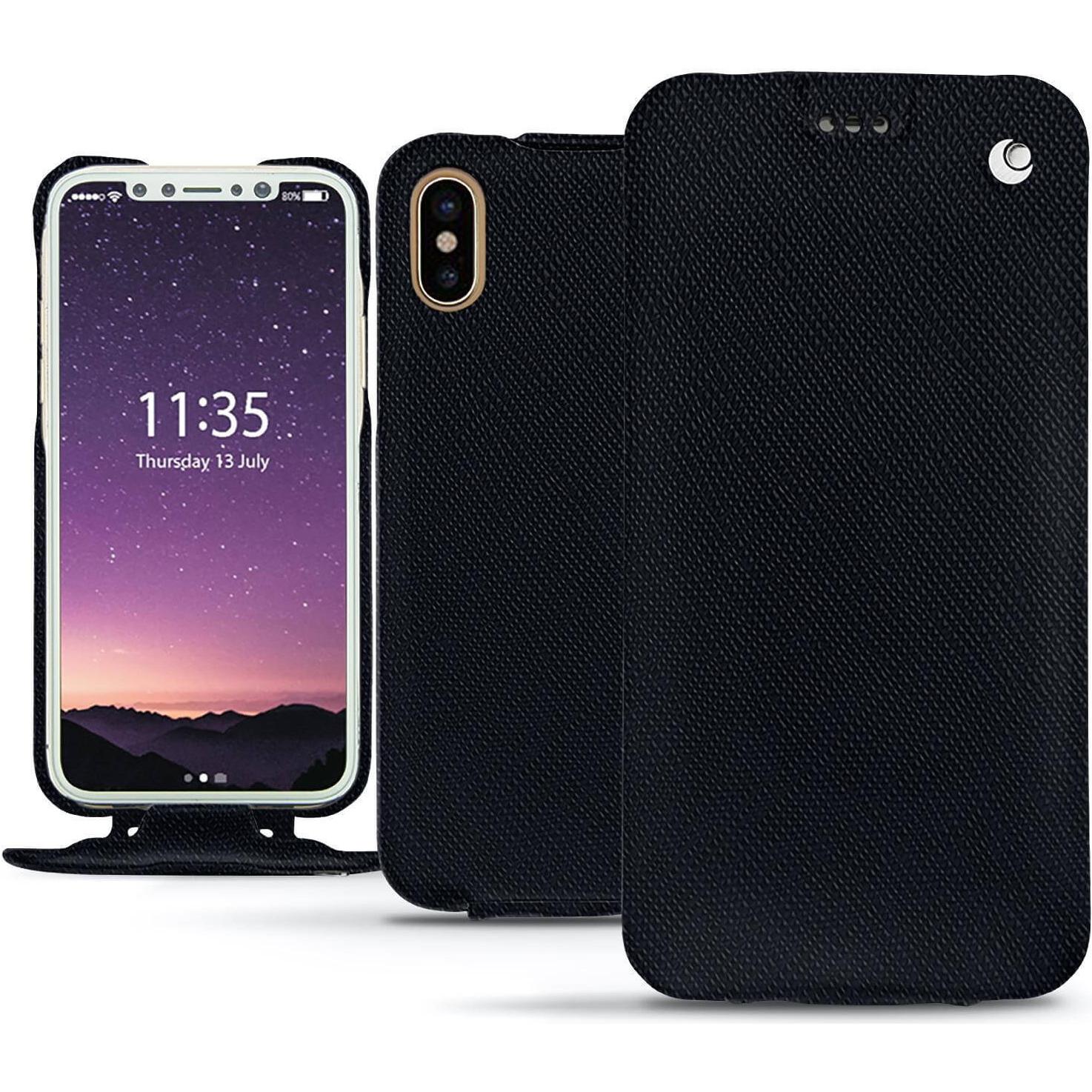 Noreve Lederschutzhülle vertikal (Apple iPhone XS), Smartphone Hülle, Schwarz