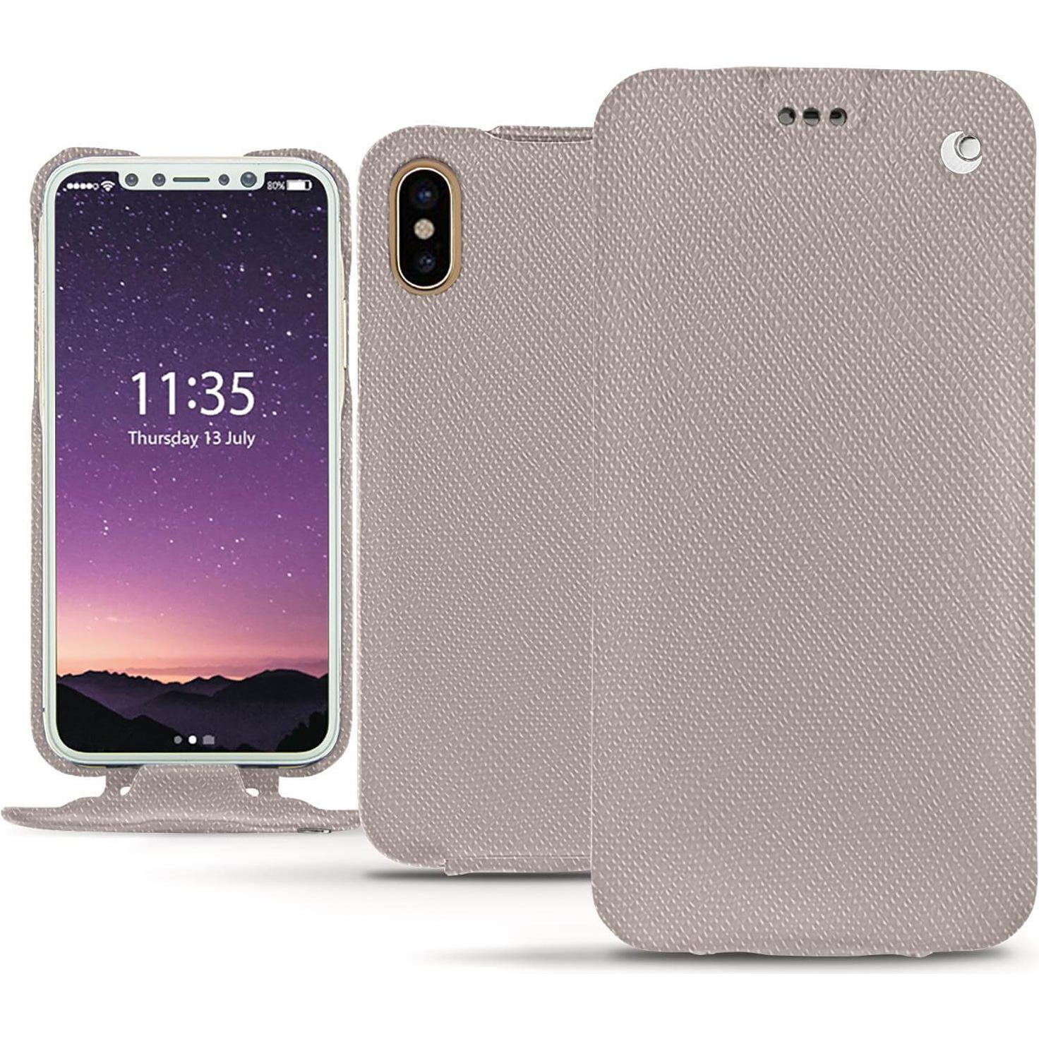 Noreve Lederschutzhülle vertikal (Apple iPhone XS), Smartphone Hülle, Beige