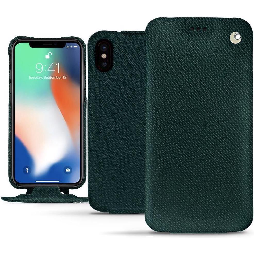 Noreve Lederschutzhülle vertikal (Apple iPhone XS Max), Smartphone Hülle, Grün